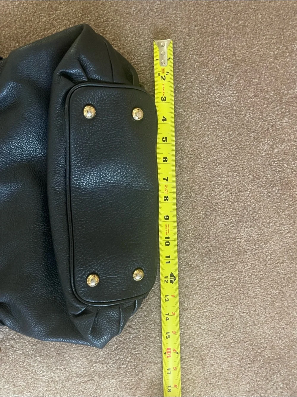 Michael Kors Black Pebbled Leather Satchel with Gold-Tone Accents